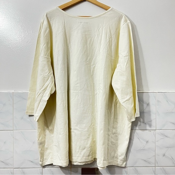 Woman Within 2XL Ivory Cream Floral Graphic Print 100% Cotton 3/4 Sleeve Shirt - Picture 3 of 7